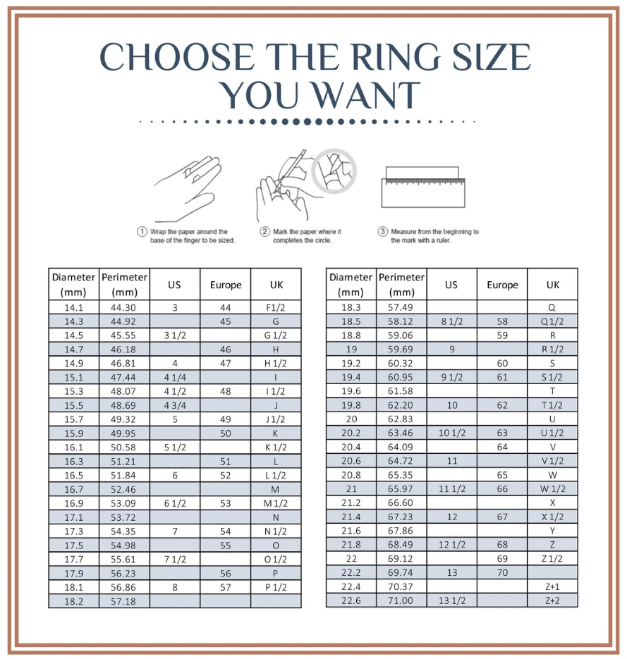 International Ring Size Conversion Chart – BBBGEM