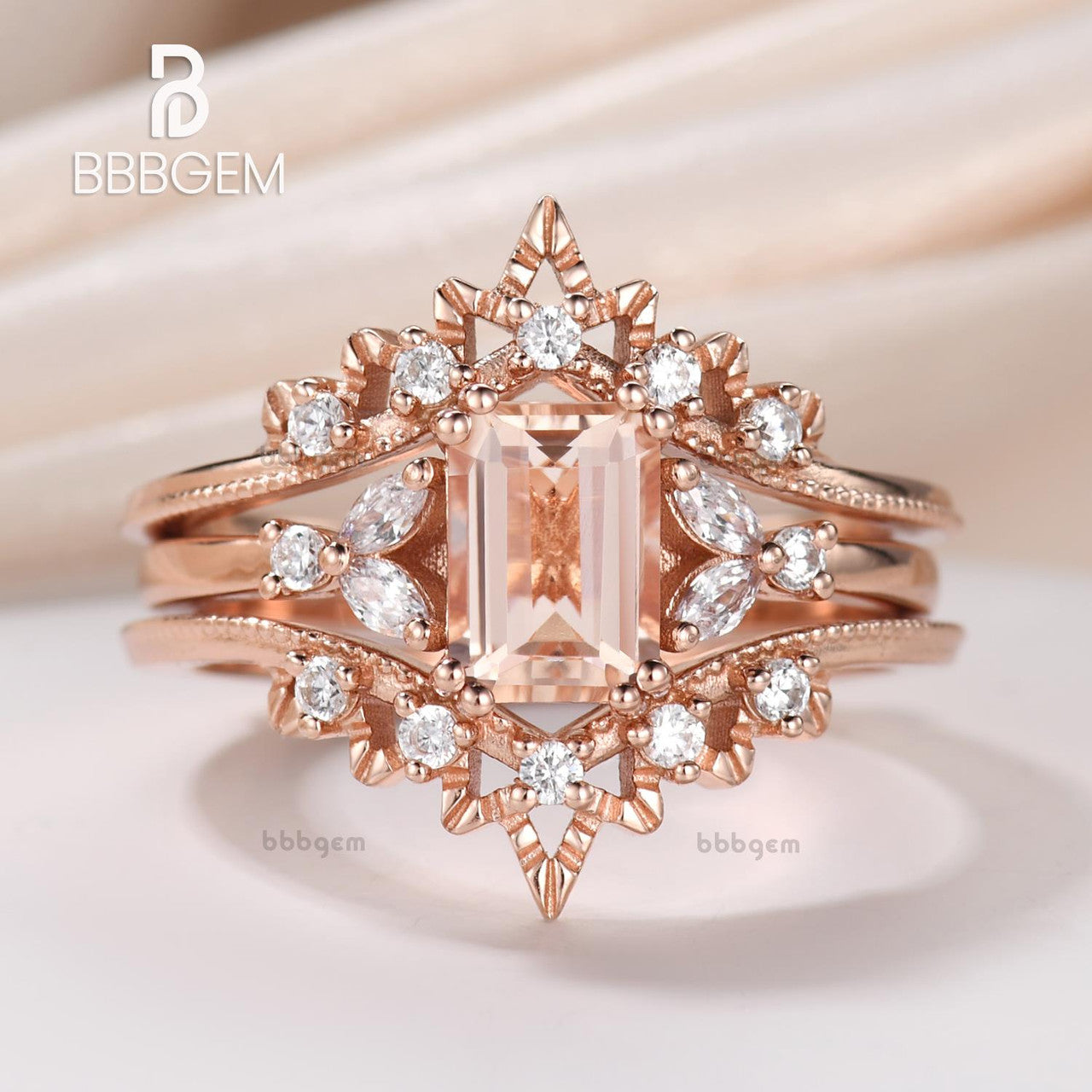 Ring Enhancer for Emerald Cut Moragnite Engagement Ring | BBBGEM